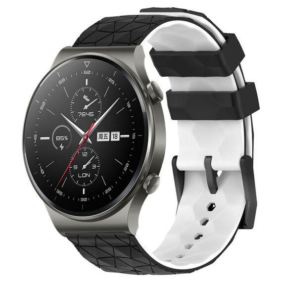 Per Huawei GT2 Pro 22mm Cinturino in silicone bicolore con motivo a calcio (nero + bianco)