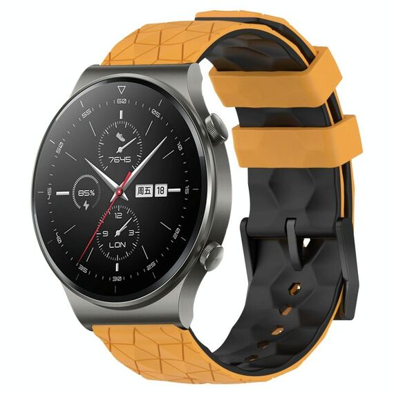 Per Huawei GT2 Pro 22mm Cinturino in silicone bicolore con motivo a calcio (giallo + nero)