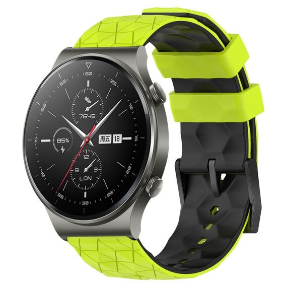 Per Huawei GT2 Pro 22mm Cinturino in silicone bicolore con motivo a calcio (verde lime + nero)