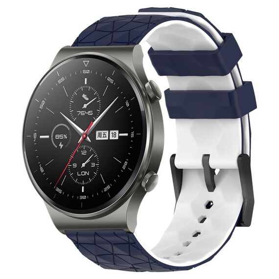 Per Huawei GT2 Pro 22mm Cinturino in silicone bicolore con motivo a calcio (blu notte + bianco)