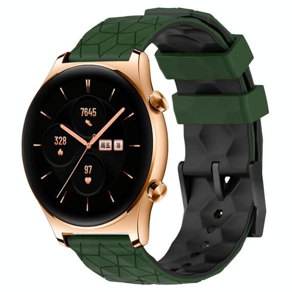 For Honor Watch GS 3 22mm Cinturino in silicone bicolore con motivo a calcio (verde militare + nero)