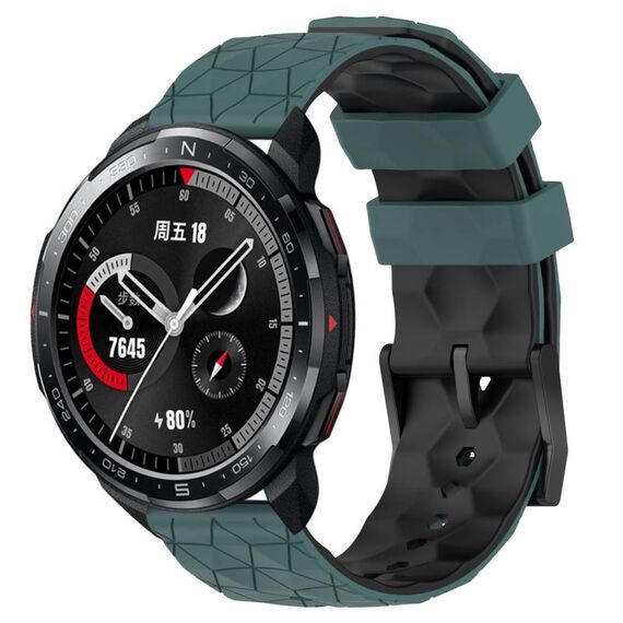 For Honor Watch GS Pro 22mm Cinturino per orologio in silicone bicolore con motivo a calcio (verde oliva + nero)