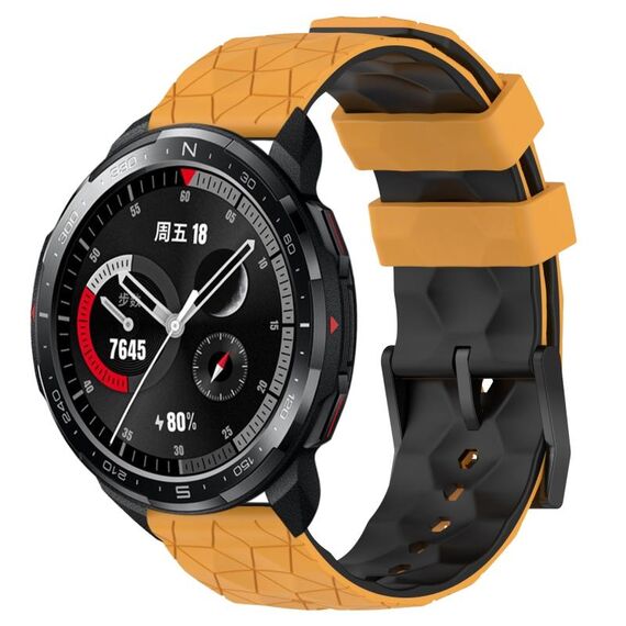For Honor Watch GS Pro 22mm Cinturino in silicone bicolore con motivo a calcio (giallo + nero)