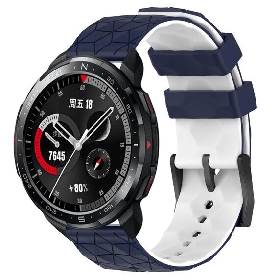 For Honor Watch GS Pro 22mm Cinturino in silicone bicolore con motivo a calcio (blu notte + bianco)
