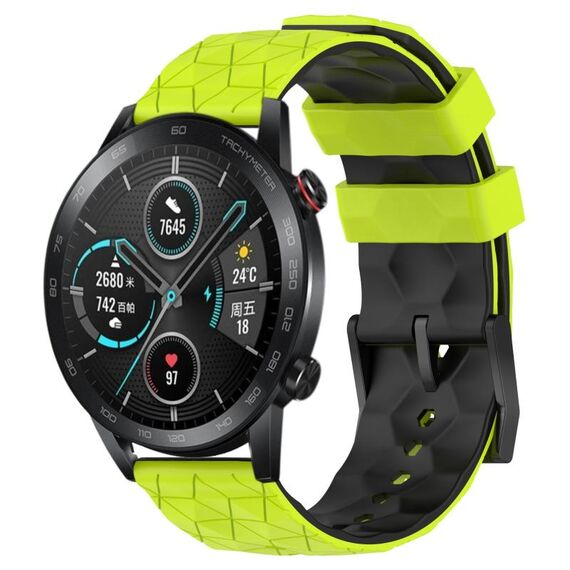 Per Honor Magic Watch 2 46mm 22mm Modello di calcio Cinturino in silicone bicolore (verde lime + nero)