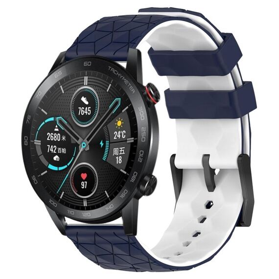 Per Honor Magic Watch 2 46mm 22mm Modello di calcio Cinturino in silicone bicolore (blu notte + bianco)
