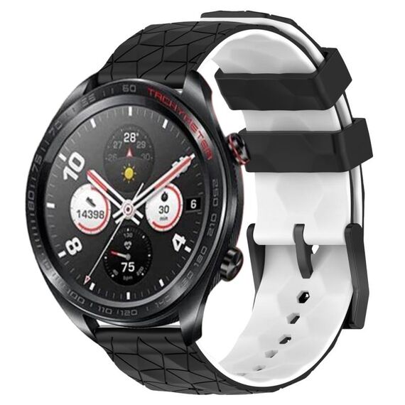For Honor Watch Dream 22mm Cinturino in silicone bicolore con motivo a calcio (nero + bianco)