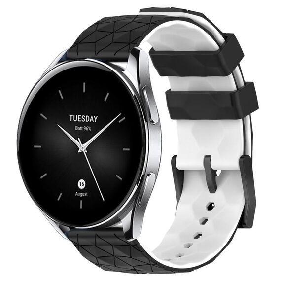Per Xiaomi MI Watch S2 Cinturino per orologio in silicone bicolore da 22 mm con motivo a calcio (nero + bianco)