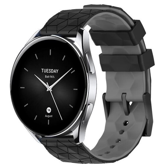 Per Xiaomi MI Watch S2 Cinturino per orologio in silicone bicolore da 22 mm con motivo a calcio (nero + grigio)