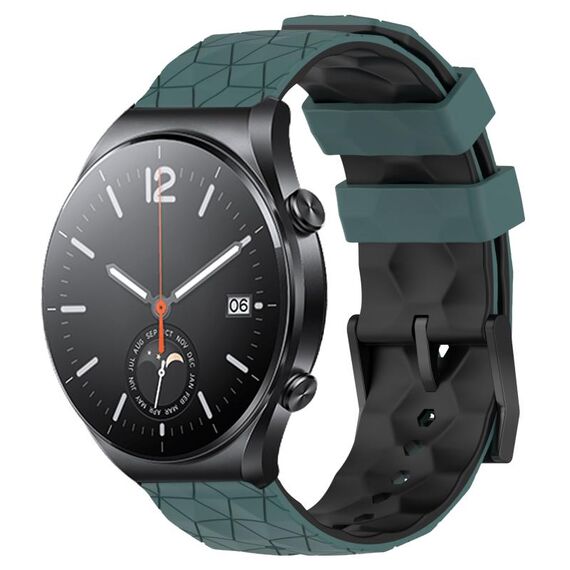 Per Xiaomi MI Watch S1 Cinturino per orologio in silicone bicolore da 22 mm con motivo a calcio (verde oliva + nero)