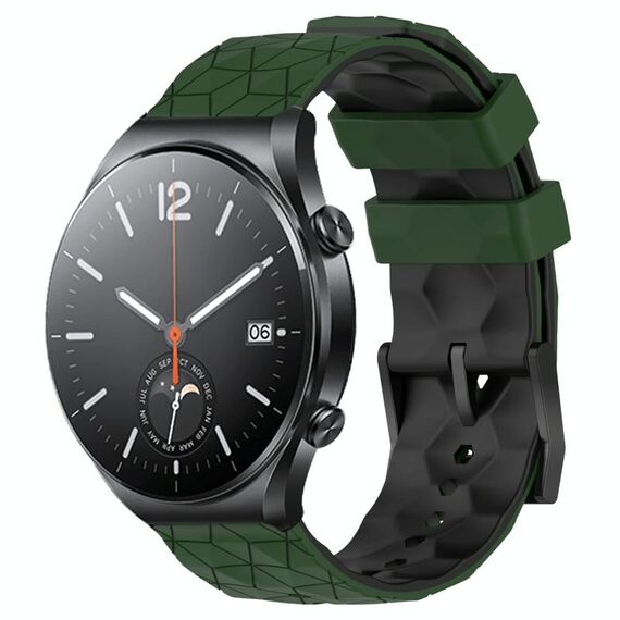 Per Xiaomi MI Watch S1 Cinturino per orologio in silicone bicolore da 22 mm con motivo a calcio (verde militare + nero)