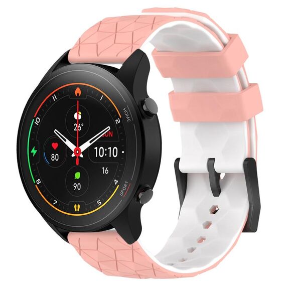 Per Xiaomi MI Watch S1 Pro 22mm Cinturino in silicone bicolore con motivo a calcio (rosa + bianco)