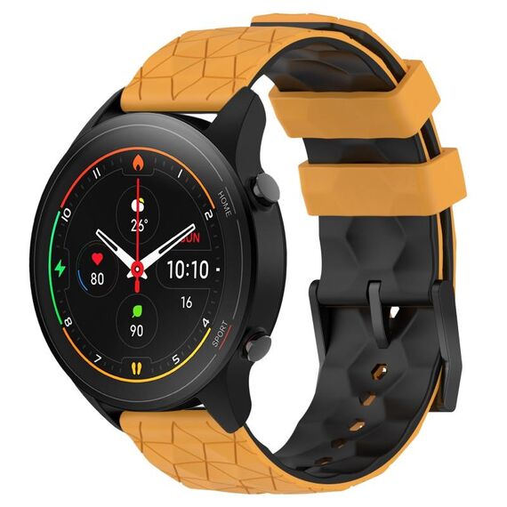 Per Xiaomi MI Watch S1 Pro 22mm Cinturino in silicone bicolore con motivo a calcio (giallo + nero)