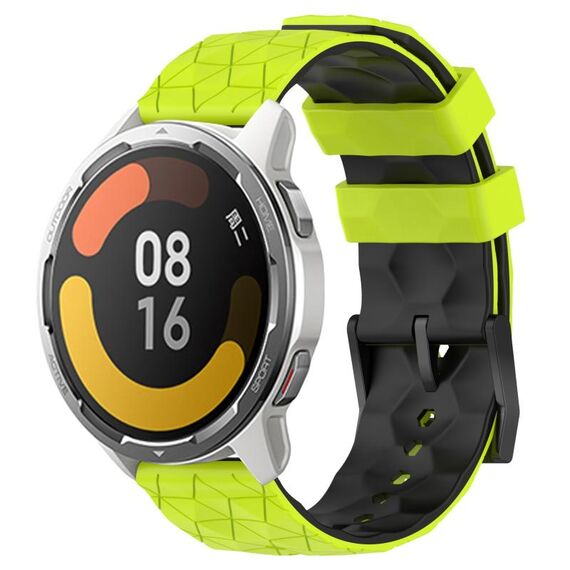 Per Xiaomi MI Watch Color 2 22mm Football Pattern Cinturino in silicone bicolore (verde lime + nero)