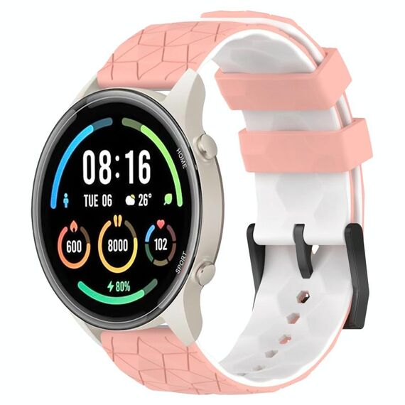 Per Xiaomi MI Watch Sport 22mm Modello di calcio Cinturino in silicone bicolore (rosa + bianco)