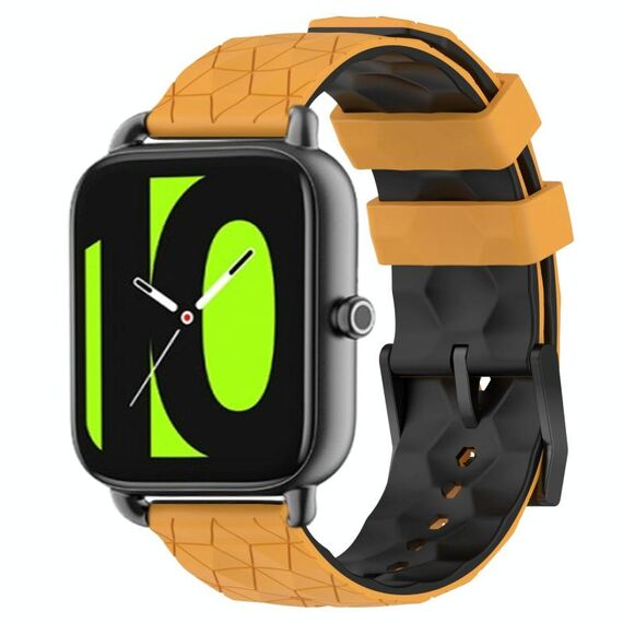 Per Xiaomi Haylou RS4 LS12 Cinturino per orologio in silicone bicolore da 22 mm con motivo a calcio (giallo + nero)