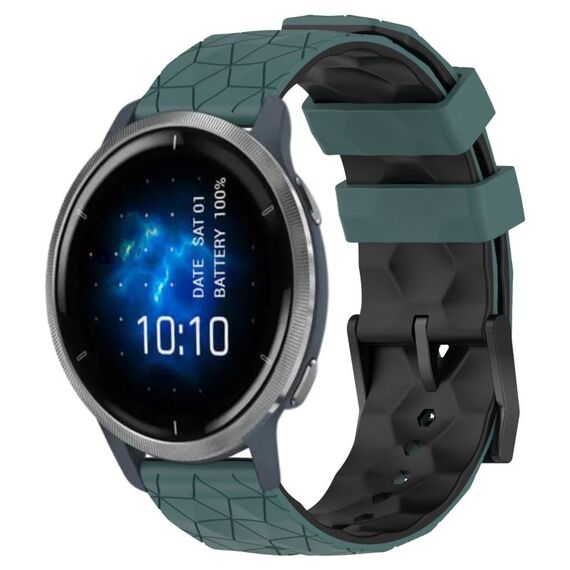 Per Garmin Venu 2 22mm Modello di calcio Cinturino in silicone bicolore (verde oliva + nero)