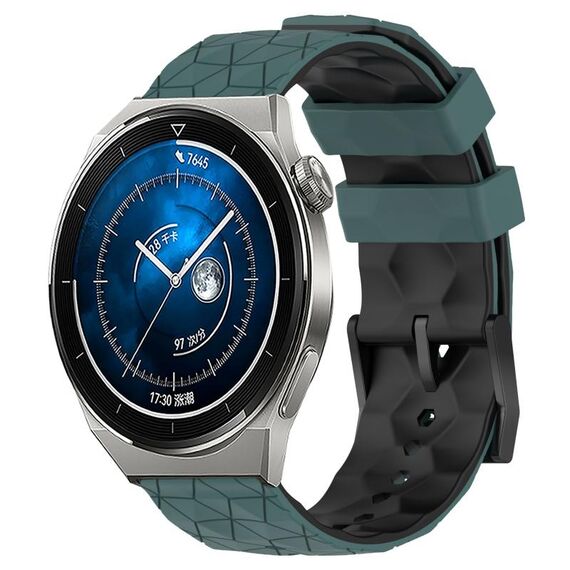 Per Huawei Watch GT3 Pro 43mm 20mm Cinturino in silicone bicolore con motivo a calcio (verde oliva + nero)