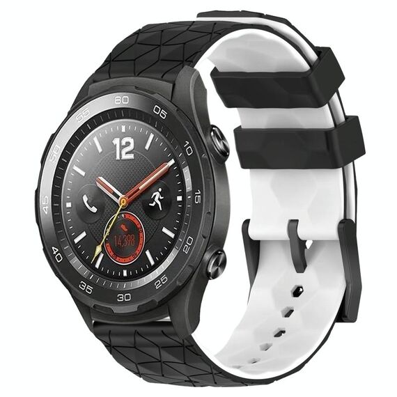 Per Huawei Watch 2 Cinturino in silicone bicolore da 20 mm con motivo a calcio (nero + bianco)