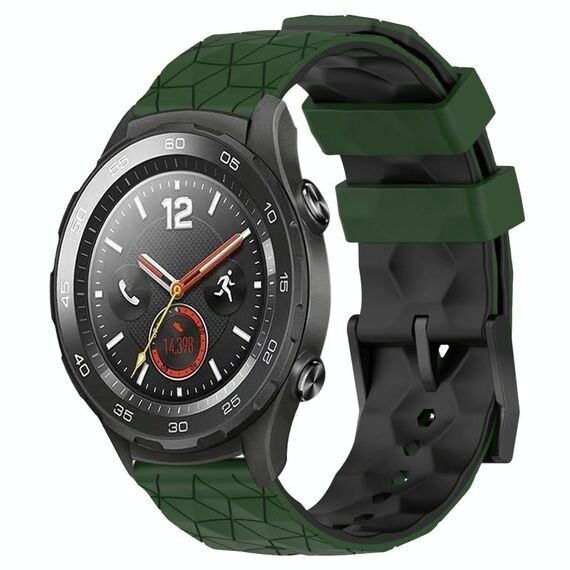 Per Huawei Watch 2 Cinturino in silicone bicolore da 20 mm con motivo a calcio (verde militare + nero)