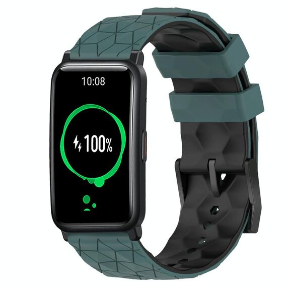 For Honor Watch ES 20mm Cinturino in silicone bicolore con motivo a calcio (verde oliva + nero)