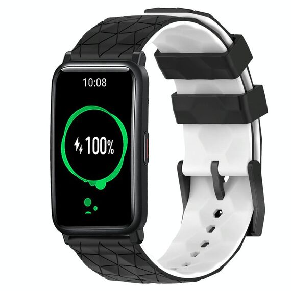 For Honor Watch ES 20mm Cinturino in silicone bicolore con motivo a calcio (nero + bianco)