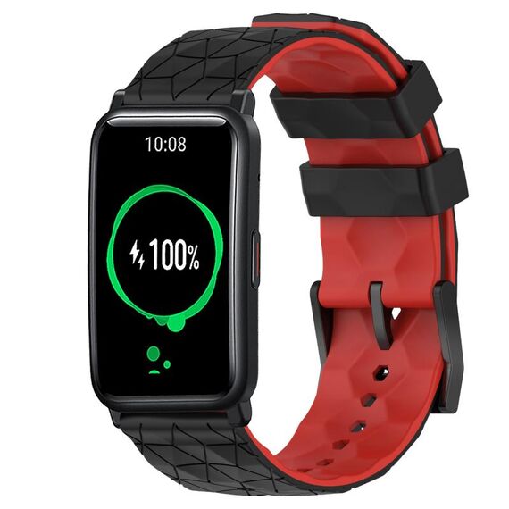 For Honor Watch ES 20mm Cinturino in silicone bicolore con motivo a calcio (nero + rosso)