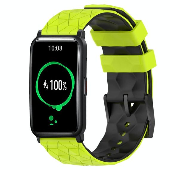 For Honor Watch ES 20mm Cinturino in silicone bicolore con motivo a calcio (verde lime + nero)