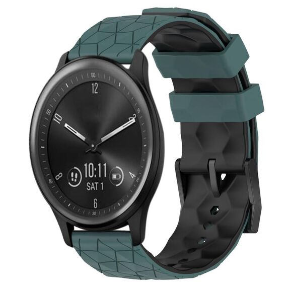 Per Garmin Vivomove Sport 20mm Cinturino per orologio in silicone bicolore con motivo a calcio (verde oliva + nero)