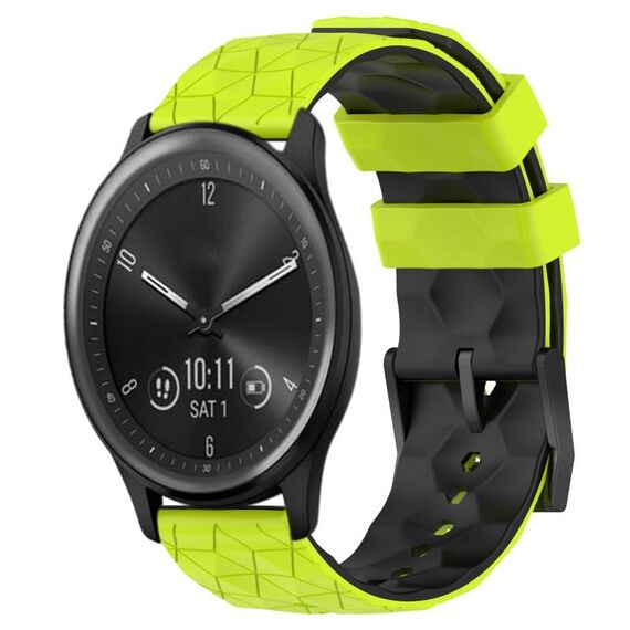 Per Garmin Vivomove Sport 20mm Modello di calcio Cinturino in silicone bicolore (verde lime + nero)