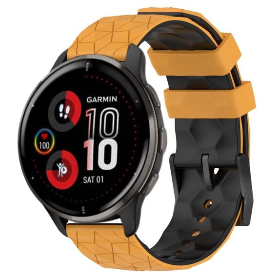 Per Garmin Venu 2 Plus 20mm Cinturino per orologio in silicone bicolore con motivo a calcio (giallo + nero)
