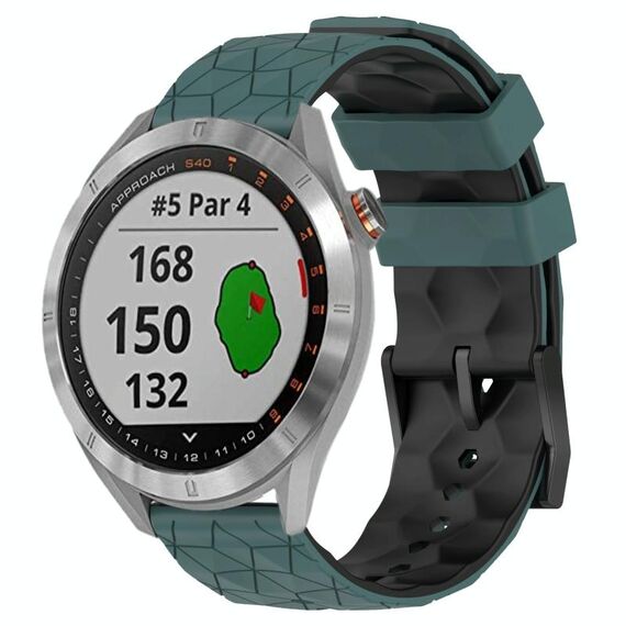Per Garmin Approach S40 20mm Cinturino per orologio in silicone bicolore con motivo a calcio (verde oliva + nero)