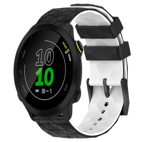 Per Garmin Forerunner 158 20mm Cinturino in silicone bicolore con motivo a calcio (nero + bianco)