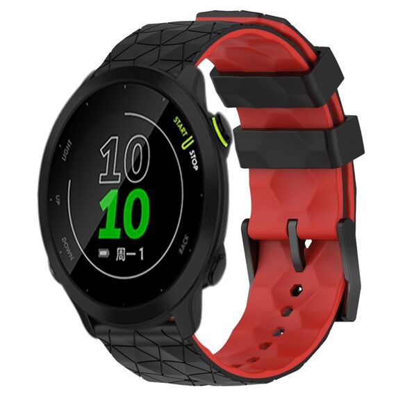 Per Garmin Forerunner 158 20mm Cinturino in silicone bicolore con motivo a calcio (nero + rosso)