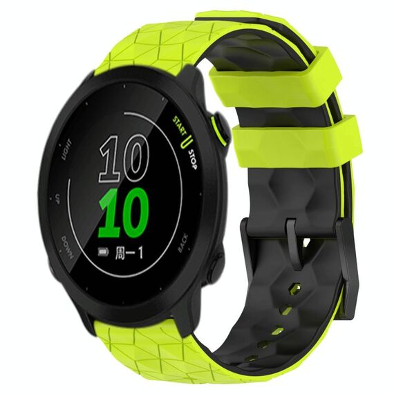 Per Garmin Forerunner 158 20mm Cinturino per orologio in silicone bicolore con motivo a calcio (verde lime + nero)