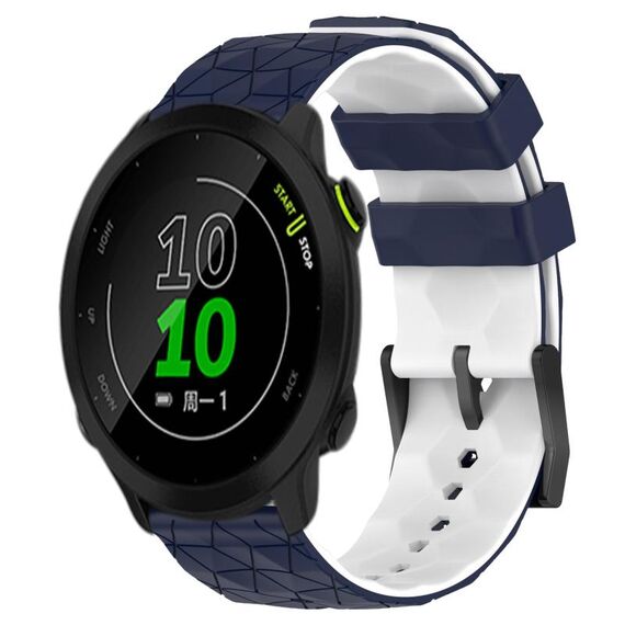 Per Garmin Forerunner 158 20mm Cinturino in silicone bicolore con motivo a calcio (blu notte + bianco)