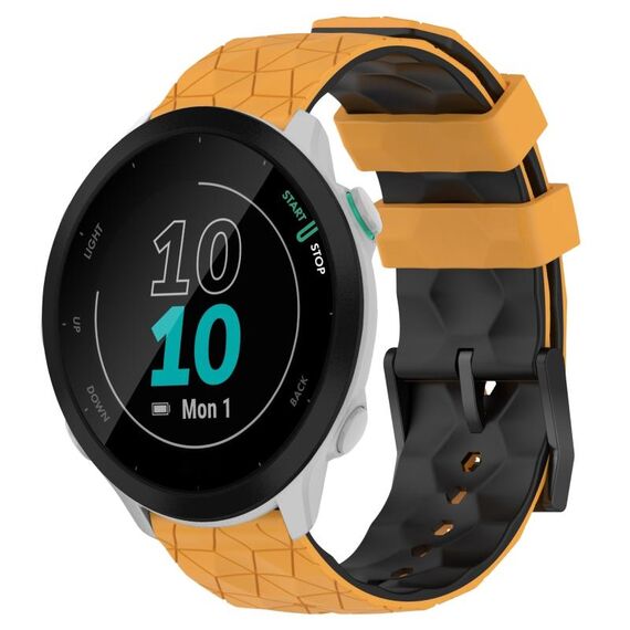 Per Garmin Forerunner 55 20mm Cinturino per orologio in silicone bicolore con motivo a calcio (giallo + nero)