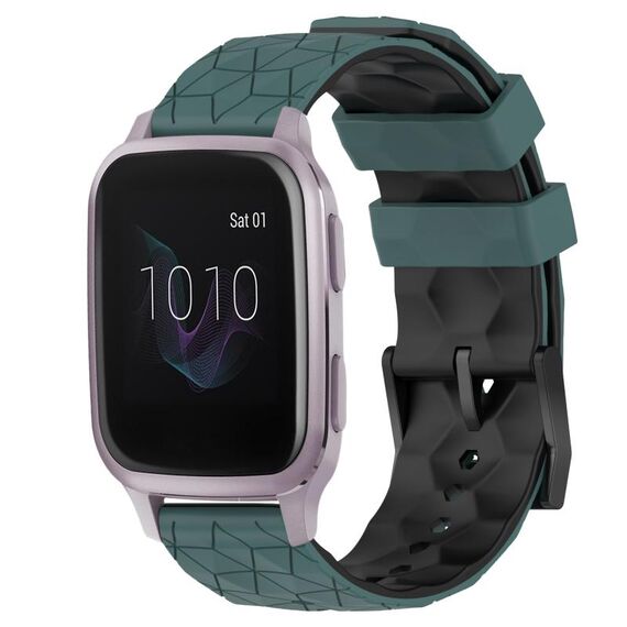 Per Garmin Venu SQ 20mm Cinturino in silicone bicolore con motivo a calcio (verde oliva + nero)