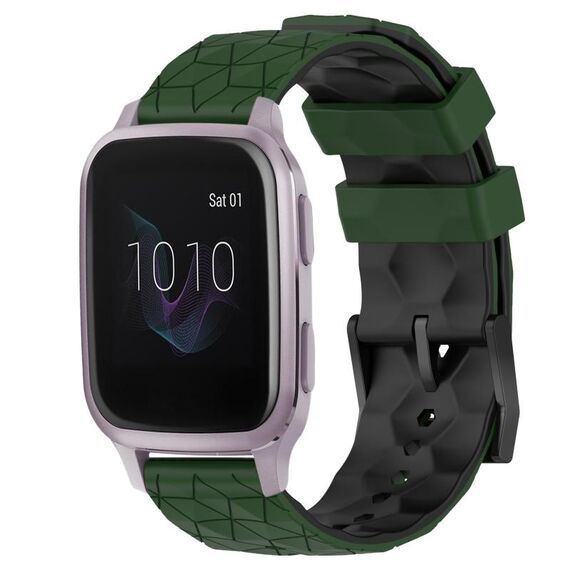 Per Garmin Venu SQ 20mm Cinturino per orologio in silicone bicolore con motivo a calcio (verde militare + nero)