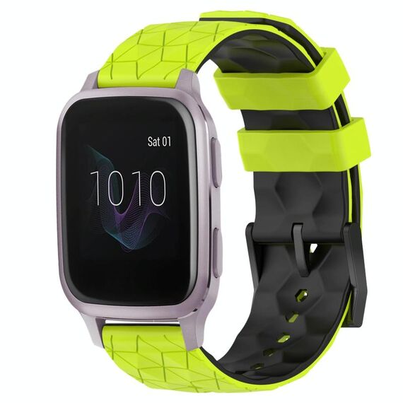 Per Garmin Venu SQ 20mm Cinturino per orologio in silicone bicolore con motivo a calcio (verde lime + nero)