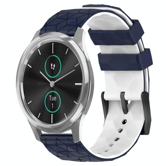 Per Garminmove Luxe 20mm Cinturino orologio in silicone bicolore modello calcio (blu notte + bianco)