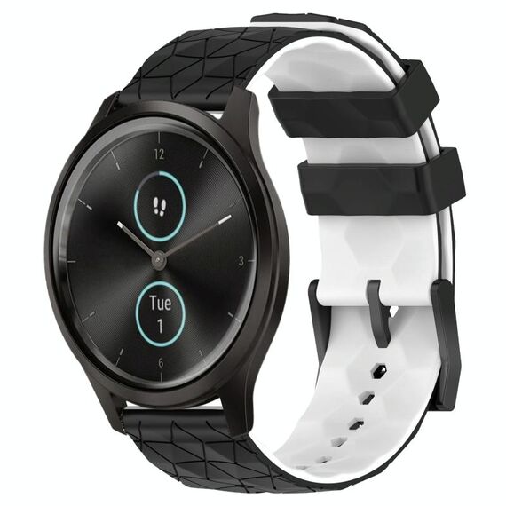 Per Garminmove Style 20mm Football Pattern Cinturino in silicone bicolore (nero + bianco)