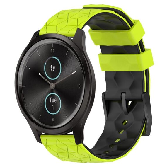 Per Garminmove Style 20mm Football Pattern Cinturino in silicone bicolore (verde lime + nero)