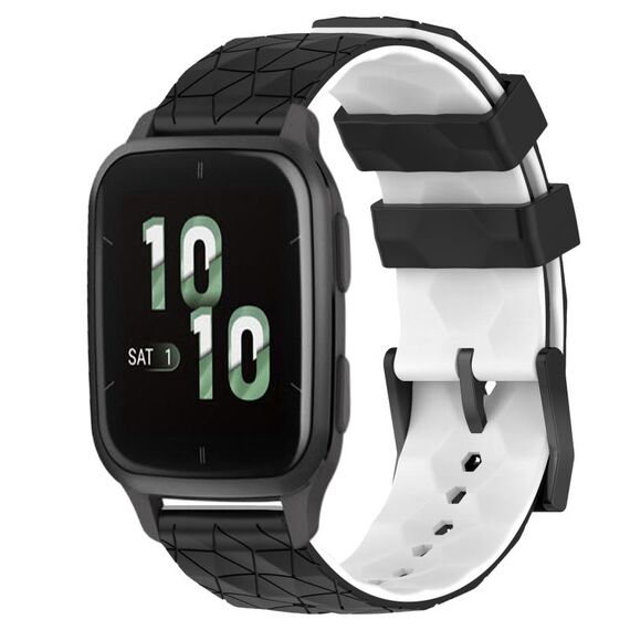 Per Garmin Forerunner Sq2 20mm Cinturino per orologio in silicone bicolore con motivo a calcio (nero + bianco)