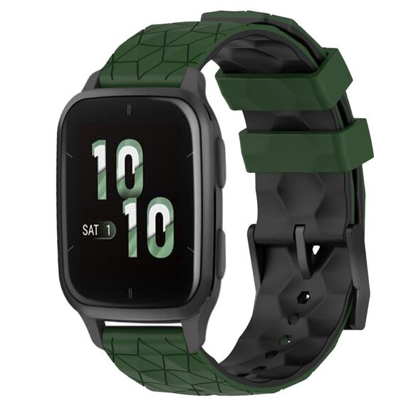Per Garmin Forerunner Sq2 20mm Cinturino per orologio in silicone bicolore con motivo a calcio (verde militare + nero)