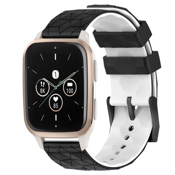 Per Garmin Forerunner Sq2 Music Cinturino per orologio in silicone bicolore da 20 mm con motivo a calcio (nero + bianco)
