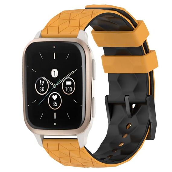 Per Garmin Forerunner Sq2 Music Cinturino per orologio in silicone bicolore da 20 mm con motivo a calcio (giallo + nero)