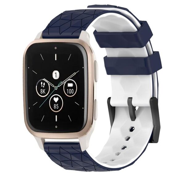 Per Garmin Forerunner Sq2 Music Cinturino per orologio in silicone bicolore da 20 mm con motivo a calcio (blu notte + bianco)