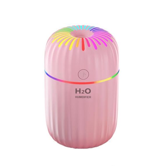 Umidificatore per tendone per auto da tavolo con umidificatore per luce ambientale USB a tazza colorata (fuochi d'artificio rosa)