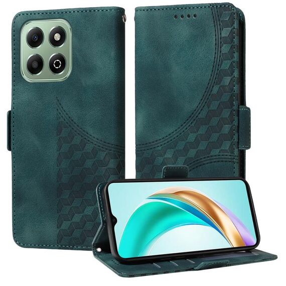 Custodia per telefono in pelle stellata con rombi in rilievo per Honor X6b (verde)